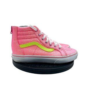 Vans Sk8 Hi Zip (Neon Glitter) Pink True White Sneakers Girls Size 4.5